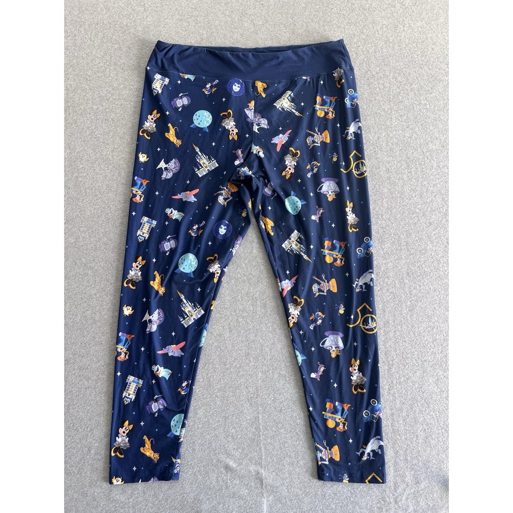 Disney World 50th Anniversary XL Castle Logo Ankle Legging Minnie‎ Dumbo Blue